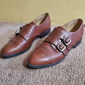 Marc Fisher Brown Double Monk Strap Shoes